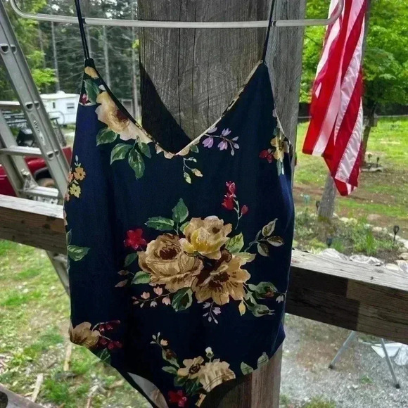 Gaze Brand Sz Large Body Tank Snap Crotch Floral Bodysuit - Picture 2 of 5